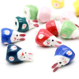 10pcs 22*15mm Bunny Ceramic Beads Colorful Handpainted Rabbit Porcelain Bead