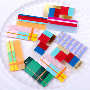 10pcs Lines Print Rectangle Pendant Charms DIY Jewelry Making