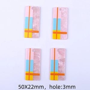 10pcs Lines Print Rectangle Pendant Charms DIY Jewelry Making