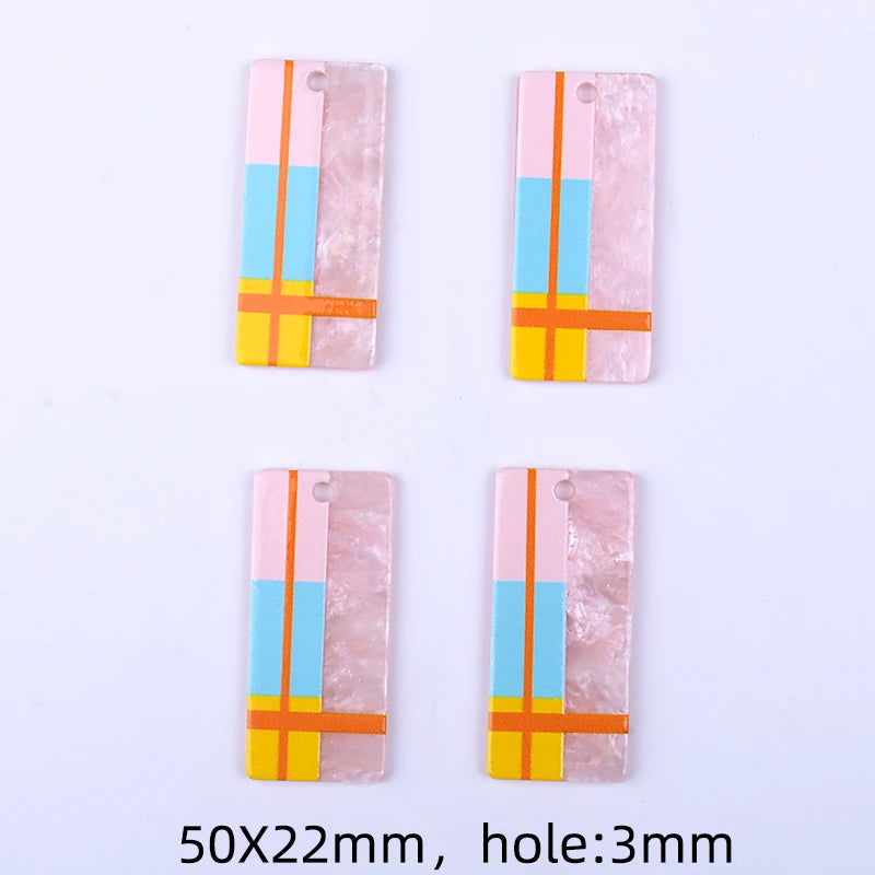 10pcs Lines Print Rectangle Pendant Charms DIY Jewelry Making