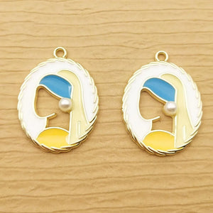 10pcs Enamel Girl Charms for Jewelry Making Earring Pendants Bracelet Necklace
