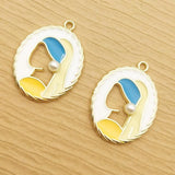 10pcs Enamel Girl Charms for Jewelry Making Earring Pendants Bracelet Necklace