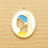 10pcs Enamel Girl Charms for Jewelry Making Earring Pendants Bracelet Necklace