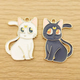 10pcs Enamel Moon Cat Charm DIY Craft Supplies