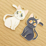 10pcs Enamel Moon Cat Charm DIY Craft Supplies