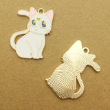 10pcs Enamel Moon Cat Charm DIY Craft Supplies