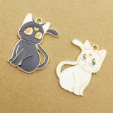 10pcs Enamel Moon Cat Charm DIY Craft Supplies
