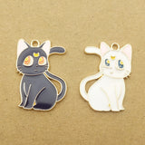 10pcs Enamel Moon Cat Charm DIY Craft Supplies