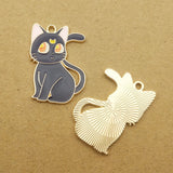 10pcs Enamel Moon Cat Charm DIY Craft Supplies