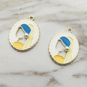 10pcs Enamel Girl Charms for Jewelry Making Earring Bracelet Necklace DIY Supply