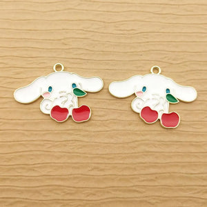 10pcs Enamel Cherry Dog Charm for Jewelry Making DIY Craft Finding