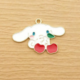 10pcs Enamel Cherry Dog Charm for Jewelry Making DIY Craft Finding
