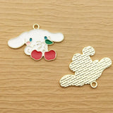 10pcs Enamel Cherry Dog Charm for Jewelry Making DIY Craft Finding