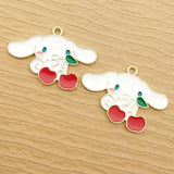 10pcs Enamel Cherry Dog Charm for Jewelry Making DIY Craft Finding