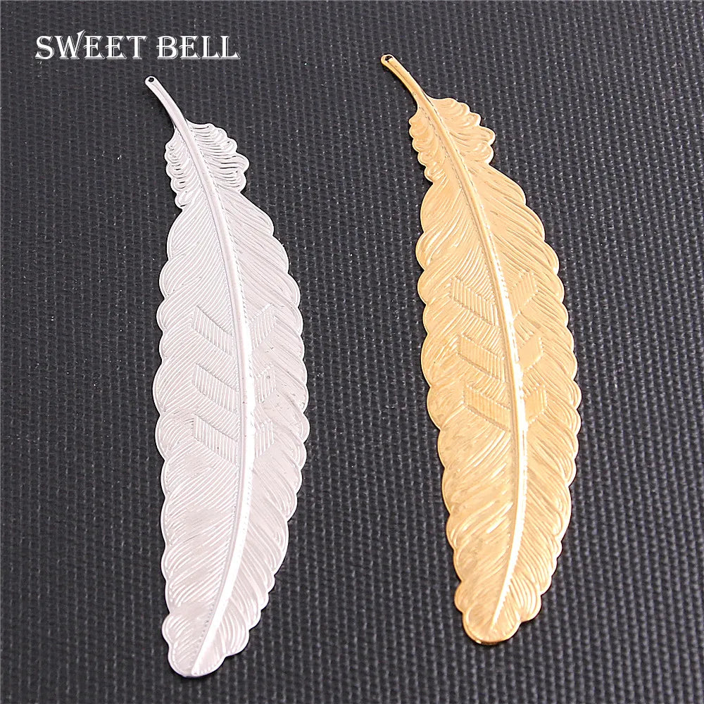 10pcs Copper Feather Plumage Charms Pendants for DIY Jewelry Making