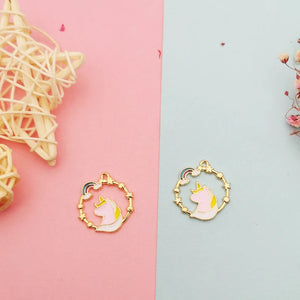 10pcs Rainbow Unicorn Enamel Charms for DIY Jewelry