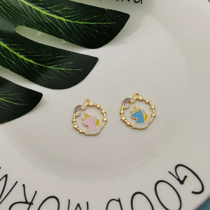 10pcs Rainbow Unicorn Enamel Charms for DIY Jewelry