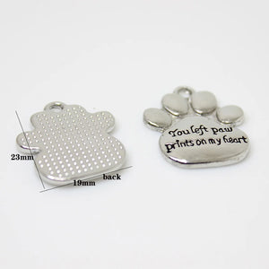 10pcs 23x19mm You Left Paw Prints on My Heart Charms Pendant DIY Jewelry Making