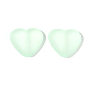 10pcs 23x21mm Frosted Love Heart Acrylic Beads for Jewelry Making