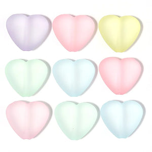 10pcs 23x21mm Frosted Love Heart Acrylic Beads for Jewelry Making