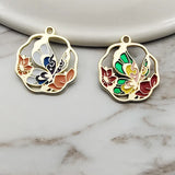 10pcs 23x26mm Alloy Enamel Butterfly Charms for DIY Jewelry Making
