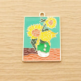 10pcs Enamel Flower Charm for Jewelry Making DIY Craft