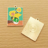 10pcs Enamel Flower Charm for Jewelry Making DIY Craft