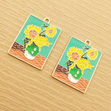 10pcs Enamel Flower Charm for Jewelry Making DIY Craft