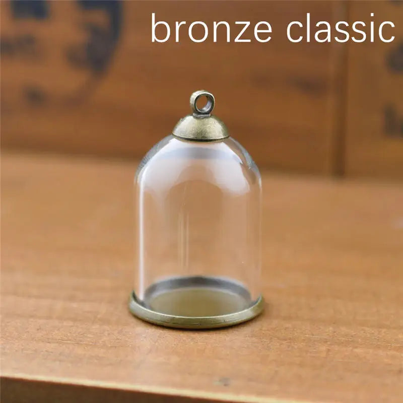 10pcs 25*18mm Glass Tube Beads with Base Hollow Glass Pendant