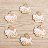 10pcs Enamel Cat Charms Alloy Strawberry Charms for Jewelry Making