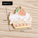 10pcs Enamel Cat Charms Alloy Strawberry Charms for Jewelry Making