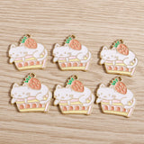 10pcs Enamel Cat Charms Alloy Strawberry Charms for Jewelry Making