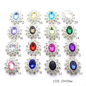 10pcs 25*28mm Oval Rhinestone Button DIY Wedding Scrapbooking Crafts
