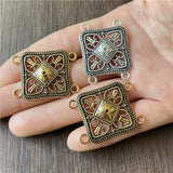 10pcs Metal Square 4 Hole Pendant for DIY Charm Making Necklace Accessories