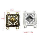 10pcs Metal Square 4 Hole Pendant for DIY Charm Making Necklace Accessories