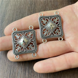 10pcs Metal Square 4 Hole Pendant for DIY Charm Making Necklace Accessories