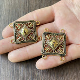 10pcs Metal Square 4 Hole Pendant for DIY Charm Making Necklace Accessories