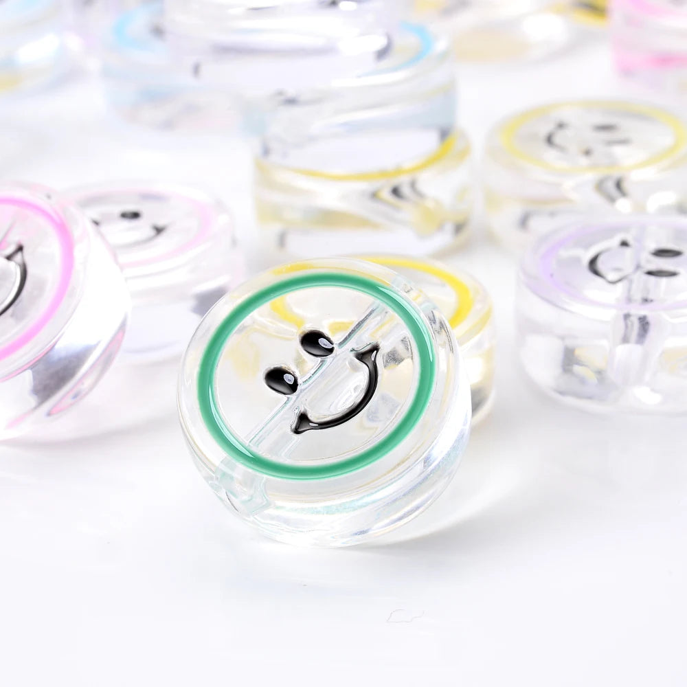 10pcs 25mm Acrylic Smiley Face Beads Round Beads for Jewelry Making