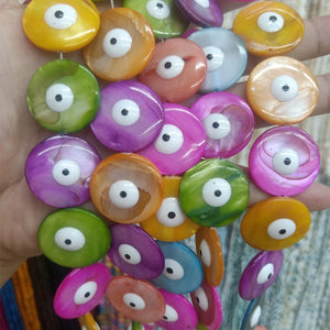 10pcs 25mm Evil Eye Shell Beads Mix Loose Big Sea Shell Bead DIY Jewelry Making
