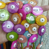 10pcs 25mm Evil Eye Shell Beads Mix Loose Big Sea Shell Bead DIY Jewelry Making