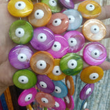 10pcs 25mm Evil Eye Shell Beads Mix Loose Big Sea Shell Bead DIY Jewelry Making
