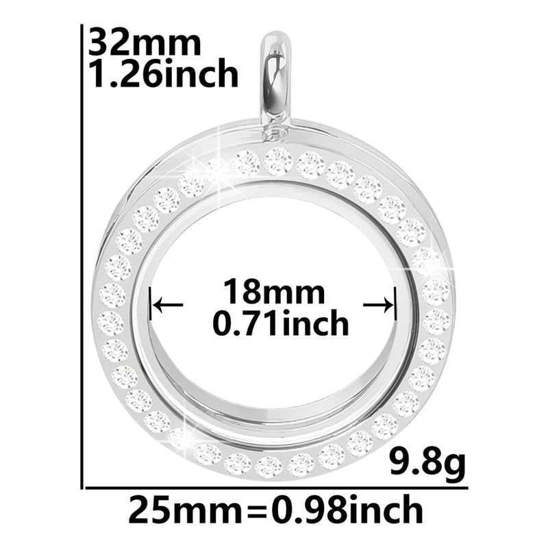 10pcs 25mm Round Crystal Glass Floating Charm Locket Pendant Jewelry Making