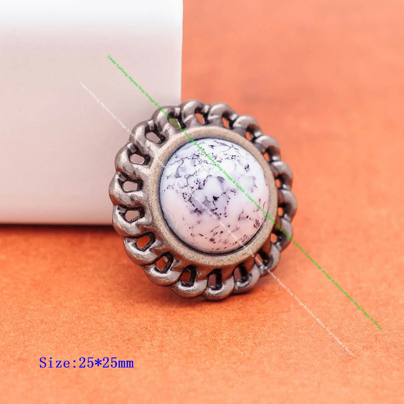 10pcs 25mm Silver Chain Leathercraft Belt Bag Hardware Turquoise Concho