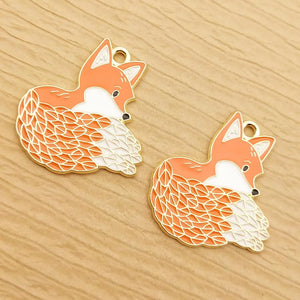 10pcs Enamel Fox Charm Jewelry DIY Craft Supplies Plated