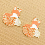 10pcs Enamel Fox Charm Jewelry DIY Craft Supplies Plated