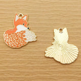 10pcs Enamel Fox Charm Jewelry DIY Craft Supplies Plated