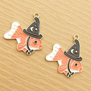 10pcs Enamel Fish Charm for Jewelry Making Diy Craft Supplies