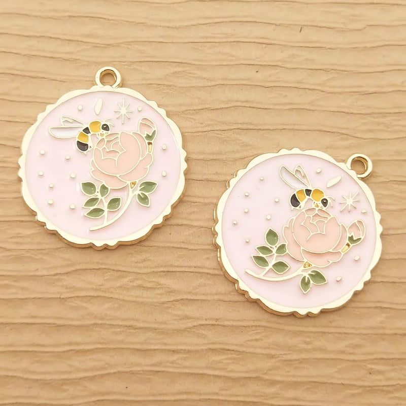 10pcs Enamel Bee Butterfly Flower Charm Jewelry Making Earring Pendant