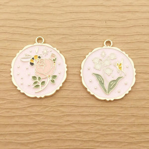 10pcs Enamel Bee Butterfly Flower Charm Jewelry Making Earring Pendant