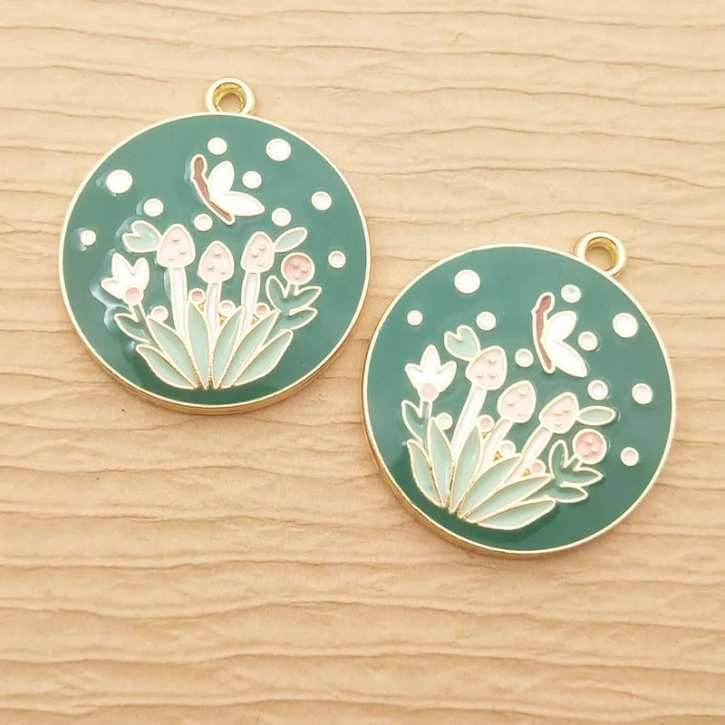 10pcs Enamel Flower Charm for DIY Crafts